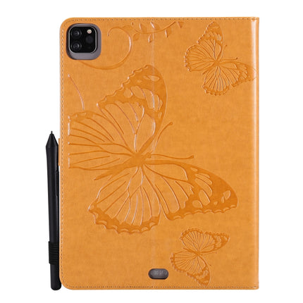 Pressed Printing Butterfly Pattern Horizontal Flip Leather Case with Holder & Card Slots & Wallet & Sleep / Wake-up Function For iPad Air 2022 / 2020 10.9 /iPad Pro 11 2020 / 2018(Yellow)-garmade.com