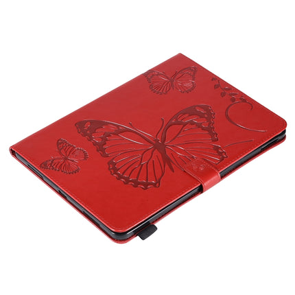 Pressed Printing Butterfly Pattern Horizontal Flip Leather Case with Holder & Card Slots & Wallet & Sleep / Wake-up Function For iPad Air 2022 / 2020 10.9 /iPad Pro 11 2020 / 2018(Red)-garmade.com