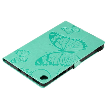 For Samsung Galaxy S6 Lite P610 Pressed Printing Butterfly Pattern Horizontal Flip Leather Case with Holder & Card Slots & Wallet & Sleep / Wake-up Function (Green)-garmade.com