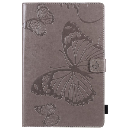 For Samsung Galaxy S6 Lite P610 Pressed Printing Butterfly Pattern Horizontal Flip Leather Case with Holder & Card Slots & Wallet & Sleep / Wake-up Function (Grey)-garmade.com