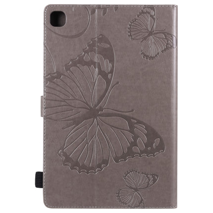 For Samsung Galaxy S6 Lite P610 Pressed Printing Butterfly Pattern Horizontal Flip Leather Case with Holder & Card Slots & Wallet & Sleep / Wake-up Function (Grey)-garmade.com