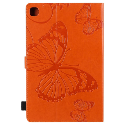 For Samsung Galaxy S6 Lite P610 Pressed Printing Butterfly Pattern Horizontal Flip Leather Case with Holder & Card Slots & Wallet & Sleep / Wake-up Function (Orange)-garmade.com