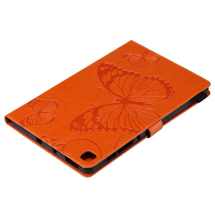 For Samsung Galaxy S6 Lite P610 Pressed Printing Butterfly Pattern Horizontal Flip Leather Case with Holder & Card Slots & Wallet & Sleep / Wake-up Function (Orange)-garmade.com
