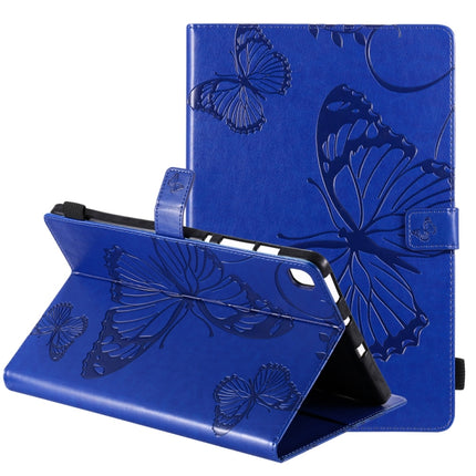 For Samsung Galaxy S6 Lite P610 Pressed Printing Butterfly Pattern Horizontal Flip Leather Case with Holder & Card Slots & Wallet & Sleep / Wake-up Function (Blue)-garmade.com