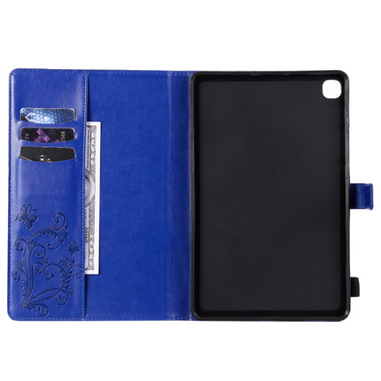 For Samsung Galaxy S6 Lite P610 Pressed Printing Butterfly Pattern Horizontal Flip Leather Case with Holder & Card Slots & Wallet & Sleep / Wake-up Function (Blue)-garmade.com