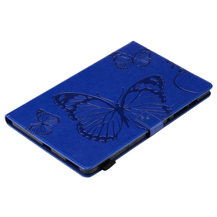 For Samsung Galaxy S6 Lite P610 Pressed Printing Butterfly Pattern Horizontal Flip Leather Case with Holder & Card Slots & Wallet & Sleep / Wake-up Function (Blue)-garmade.com