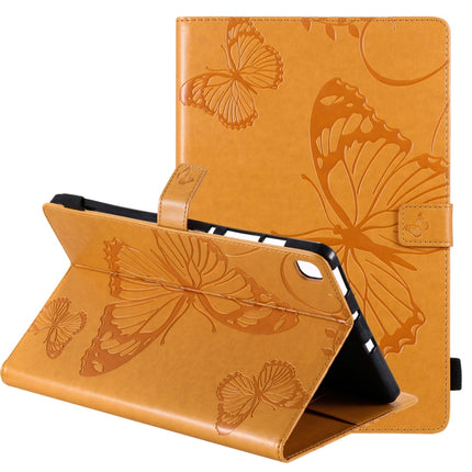For Samsung Galaxy S6 Lite P610 Pressed Printing Butterfly Pattern Horizontal Flip Leather Case with Holder & Card Slots & Wallet & Sleep / Wake-up Function (Yellow)-garmade.com