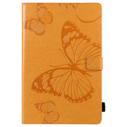 For Samsung Galaxy S6 Lite P610 Pressed Printing Butterfly Pattern Horizontal Flip Leather Case with Holder & Card Slots & Wallet & Sleep / Wake-up Function (Yellow)-garmade.com
