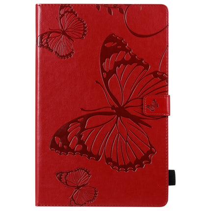 For Samsung Galaxy S6 Lite P610 Pressed Printing Butterfly Pattern Horizontal Flip Leather Case with Holder & Card Slots & Wallet & Sleep / Wake-up Function (Red)-garmade.com