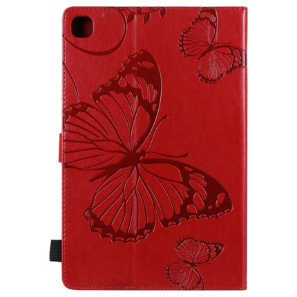 For Samsung Galaxy S6 Lite P610 Pressed Printing Butterfly Pattern Horizontal Flip Leather Case with Holder & Card Slots & Wallet & Sleep / Wake-up Function (Red)-garmade.com