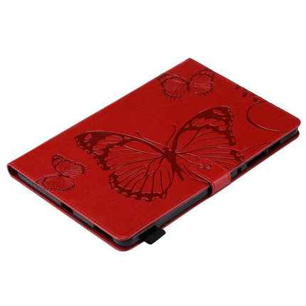 For Samsung Galaxy S6 Lite P610 Pressed Printing Butterfly Pattern Horizontal Flip Leather Case with Holder & Card Slots & Wallet & Sleep / Wake-up Function (Red)-garmade.com