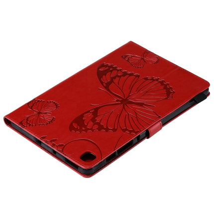 For Samsung Galaxy S6 Lite P610 Pressed Printing Butterfly Pattern Horizontal Flip Leather Case with Holder & Card Slots & Wallet & Sleep / Wake-up Function (Red)-garmade.com