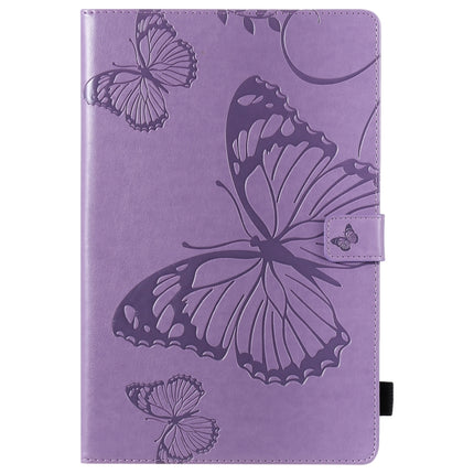 For Samsung Galaxy S6 Lite P610 Pressed Printing Butterfly Pattern Horizontal Flip Leather Case with Holder & Card Slots & Wallet & Sleep / Wake-up Function (Purple)-garmade.com