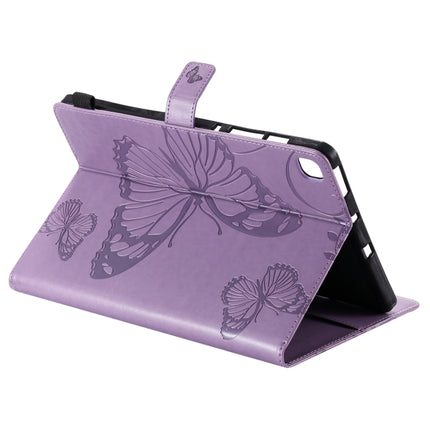 For Samsung Galaxy S6 Lite P610 Pressed Printing Butterfly Pattern Horizontal Flip Leather Case with Holder & Card Slots & Wallet & Sleep / Wake-up Function (Purple)-garmade.com
