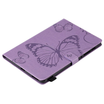 For Samsung Galaxy S6 Lite P610 Pressed Printing Butterfly Pattern Horizontal Flip Leather Case with Holder & Card Slots & Wallet & Sleep / Wake-up Function (Purple)-garmade.com