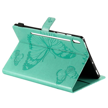 For Samsung Galaxy Tab S6 T860 Pressed Printing Butterfly Pattern Horizontal Flip Leather Case with Holder & Card Slots & Wallet & Sleep / Wake-up Function (Green)-garmade.com