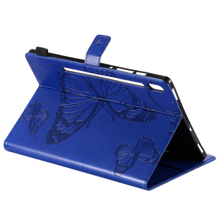 For Samsung Galaxy Tab S6 T860 Pressed Printing Butterfly Pattern Horizontal Flip Leather Case with Holder & Card Slots & Wallet & Sleep / Wake-up Function (Blue)-garmade.com