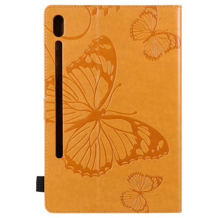 For Samsung Galaxy Tab S6 T860 Pressed Printing Butterfly Pattern Horizontal Flip Leather Case with Holder & Card Slots & Wallet & Sleep / Wake-up Function (Yellow)-garmade.com