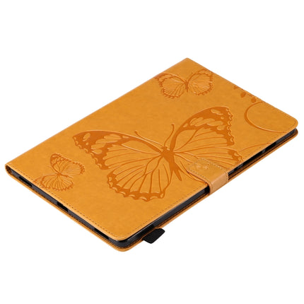 For Samsung Galaxy Tab S6 T860 Pressed Printing Butterfly Pattern Horizontal Flip Leather Case with Holder & Card Slots & Wallet & Sleep / Wake-up Function (Yellow)-garmade.com