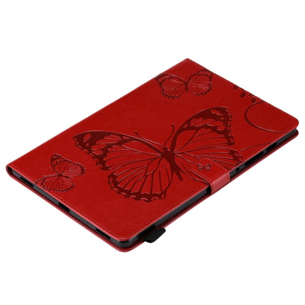 Pressed Printing Butterfly Pattern Horizontal Flip Leather Case with Holder & Card Slots & Wallet & Sleep / Wake-up Function For Samsung Galaxy Tab S6 T860(Red)-garmade.com
