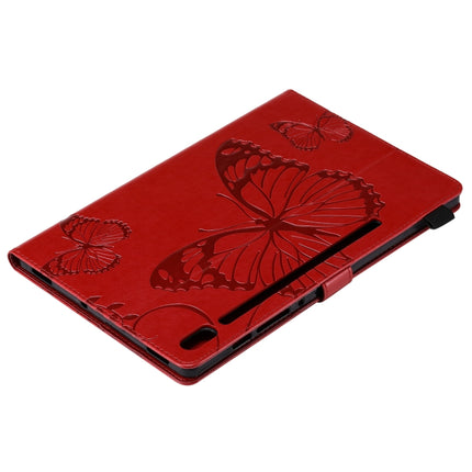 Pressed Printing Butterfly Pattern Horizontal Flip Leather Case with Holder & Card Slots & Wallet & Sleep / Wake-up Function For Samsung Galaxy Tab S6 T860(Red)-garmade.com