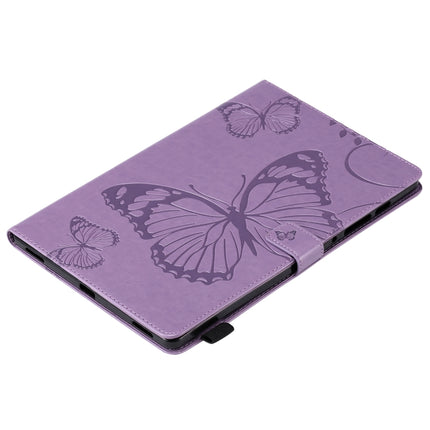 For Samsung Galaxy Tab S6 T860 Pressed Printing Butterfly Pattern Horizontal Flip Leather Case with Holder & Card Slots & Wallet & Sleep / Wake-up Function (Purple)-garmade.com