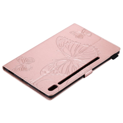 For Samsung Galaxy Tab S6 T860 Pressed Printing Butterfly Pattern Horizontal Flip Leather Case with Holder & Card Slots & Wallet & Sleep / Wake-up Function (Rose Gold)-garmade.com