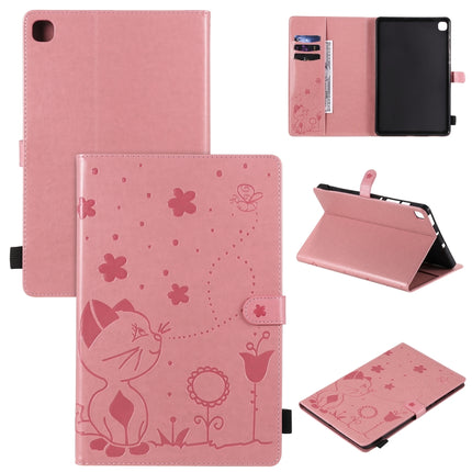 For Samsung Galaxy S6 Lite P610 Cat Bee Embossing Pattern Shockproof Table PC Protective Horizontal Flip Leather Case with Holder & Card Slots & Wallet & Pen Slot & Wake-up / Sleep Function(Pink)-garmade.com