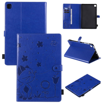 For Samsung Galaxy S6 Lite P610 Cat Bee Embossing Pattern Shockproof Table PC Protective Horizontal Flip Leather Case with Holder & Card Slots & Wallet & Pen Slot & Wake-up / Sleep Function(Blue)-garmade.com