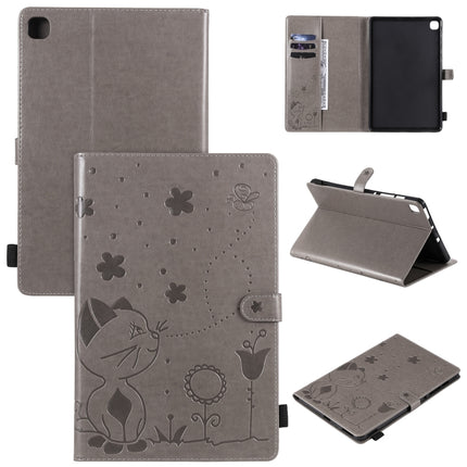 For Samsung Galaxy S6 Lite P610 Cat Bee Embossing Pattern Shockproof Table PC Protective Horizontal Flip Leather Case with Holder & Card Slots & Wallet & Pen Slot & Wake-up / Sleep Function(Grey)-garmade.com
