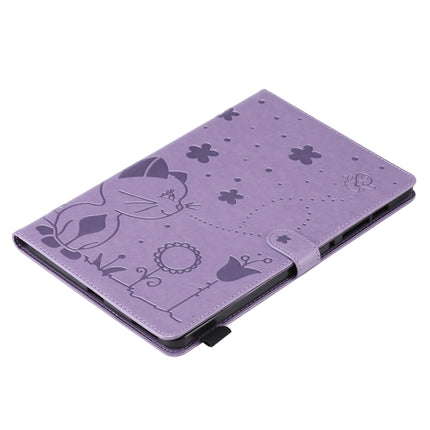 For Samsung Galaxy S6 Lite P610 Cat Bee Embossing Pattern Shockproof Table PC Protective Horizontal Flip Leather Case with Holder & Card Slots & Wallet & Pen Slot & Wake-up / Sleep Function(Purple)-garmade.com