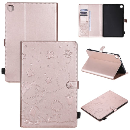 For Samsung Galaxy S6 Lite P610 Cat Bee Embossing Pattern Shockproof Table PC Protective Horizontal Flip Leather Case with Holder & Card Slots & Wallet & Pen Slot & Wake-up / Sleep Function(Rose Gold)-garmade.com