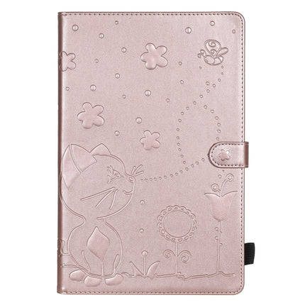 For Samsung Galaxy S6 Lite P610 Cat Bee Embossing Pattern Shockproof Table PC Protective Horizontal Flip Leather Case with Holder & Card Slots & Wallet & Pen Slot & Wake-up / Sleep Function(Rose Gold)-garmade.com