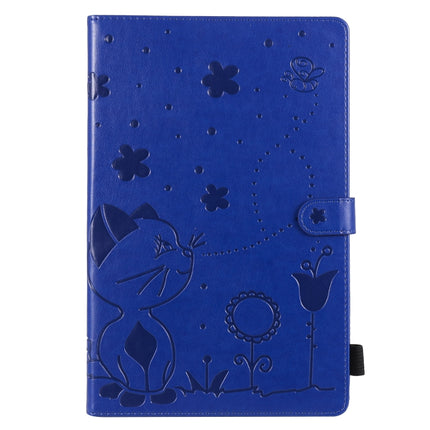 For Samsung Galaxy Tab S6 T860 Cat Bee Embossing Pattern Shockproof Table PC Protective Horizontal Flip Leather Case with Holder & Card Slots & Wallet & Pen Slot & Wake-up / Sleep Function(Blue)-garmade.com