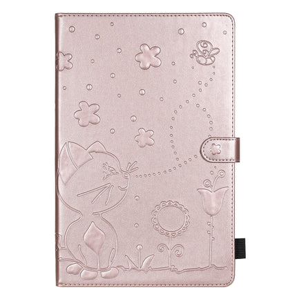 For Samsung Galaxy Tab S6 T860 Cat Bee Embossing Pattern Shockproof Table PC Protective Horizontal Flip Leather Case with Holder & Card Slots & Wallet & Pen Slot & Wake-up / Sleep Function(Rose Gold)-garmade.com