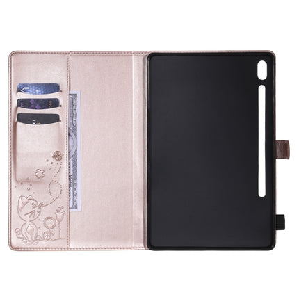 For Samsung Galaxy Tab S6 T860 Cat Bee Embossing Pattern Shockproof Table PC Protective Horizontal Flip Leather Case with Holder & Card Slots & Wallet & Pen Slot & Wake-up / Sleep Function(Rose Gold)-garmade.com