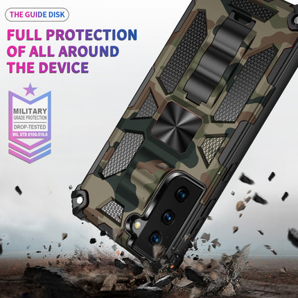 For Samsung Galaxy S21+ 5G Camouflage Armor Shockproof TPU + PC Magnetic Protective Case with Holder(Army Green)-garmade.com