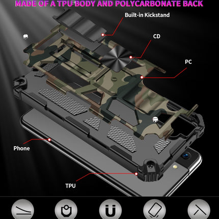 For Samsung Galaxy S21+ 5G Camouflage Armor Shockproof TPU + PC Magnetic Protective Case with Holder(Army Green)-garmade.com