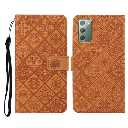 For Samsung Galaxy Note20 Ethnic Style Embossed Pattern Horizontal Flip Leather Case with Holder & Card Slots & Wallet & Lanyard(Brown)-garmade.com