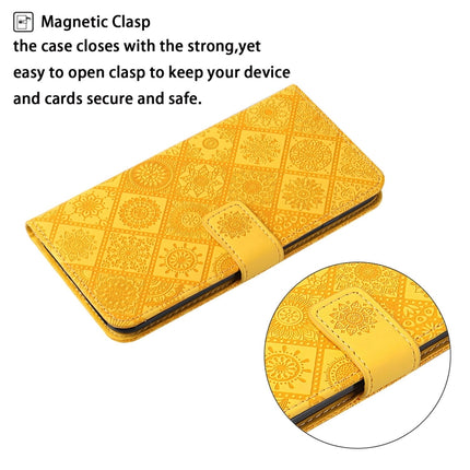 For Samsung Galaxy Note20 Ethnic Style Embossed Pattern Horizontal Flip Leather Case with Holder & Card Slots & Wallet & Lanyard(Yellow)-garmade.com