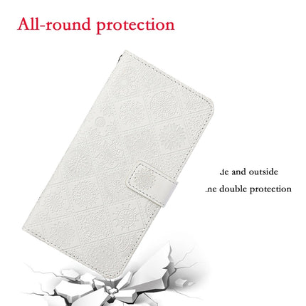 For Samsung Galaxy Note20 Ethnic Style Embossed Pattern Horizontal Flip Leather Case with Holder & Card Slots & Wallet & Lanyard(White)-garmade.com