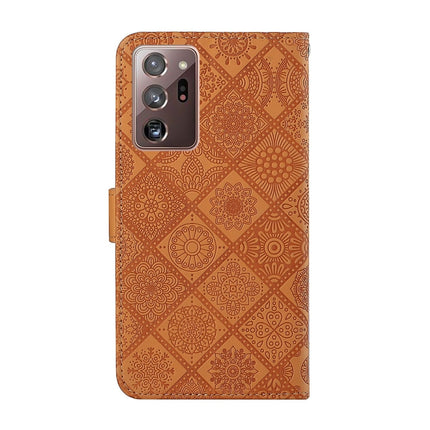 For Samsung Galaxy Note20 Ultra Ethnic Style Embossed Pattern Horizontal Flip Leather Case with Holder & Card Slots & Wallet & Lanyard(Brown)-garmade.com