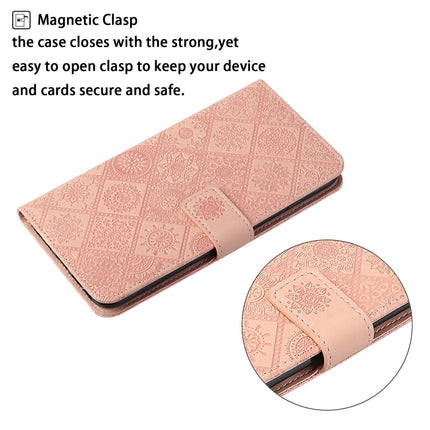 For Samsung Galaxy Note20 Ultra Ethnic Style Embossed Pattern Horizontal Flip Leather Case with Holder & Card Slots & Wallet & Lanyard(Pink)-garmade.com