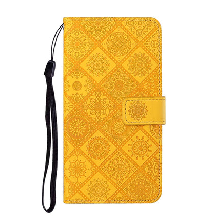 For Samsung Galaxy Note20 Ultra Ethnic Style Embossed Pattern Horizontal Flip Leather Case with Holder & Card Slots & Wallet & Lanyard(Yellow)-garmade.com