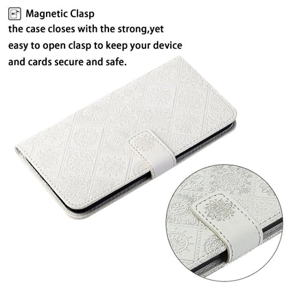 For Samsung Galaxy Note20 Ultra Ethnic Style Embossed Pattern Horizontal Flip Leather Case with Holder & Card Slots & Wallet & Lanyard(White)-garmade.com