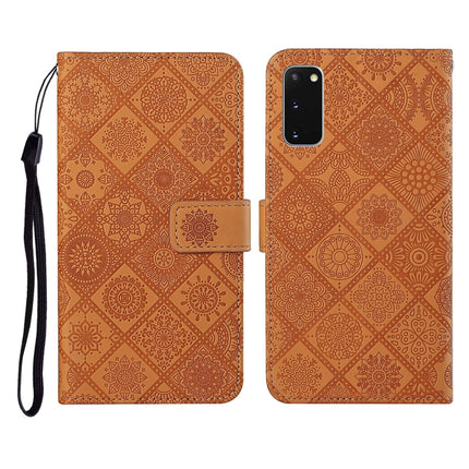 For Samsung Galaxy S20 Ethnic Style Embossed Pattern Horizontal Flip Leather Case with Holder & Card Slots & Wallet & Lanyard(Brown)-garmade.com