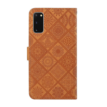 For Samsung Galaxy S20 Ethnic Style Embossed Pattern Horizontal Flip Leather Case with Holder & Card Slots & Wallet & Lanyard(Brown)-garmade.com