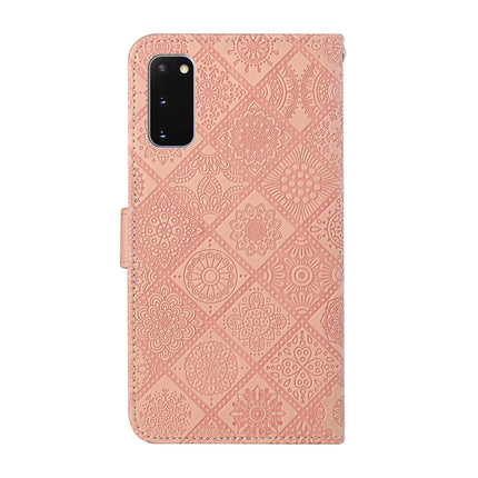 For Samsung Galaxy S20 Ethnic Style Embossed Pattern Horizontal Flip Leather Case with Holder & Card Slots & Wallet & Lanyard(Pink)-garmade.com