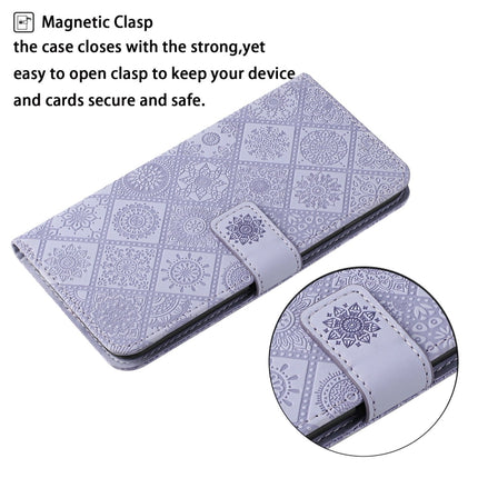 For Samsung Galaxy S20 Ethnic Style Embossed Pattern Horizontal Flip Leather Case with Holder & Card Slots & Wallet & Lanyard(Purple)-garmade.com