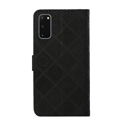 For Samsung Galaxy S20 Ethnic Style Embossed Pattern Horizontal Flip Leather Case with Holder & Card Slots & Wallet & Lanyard(Black)-garmade.com